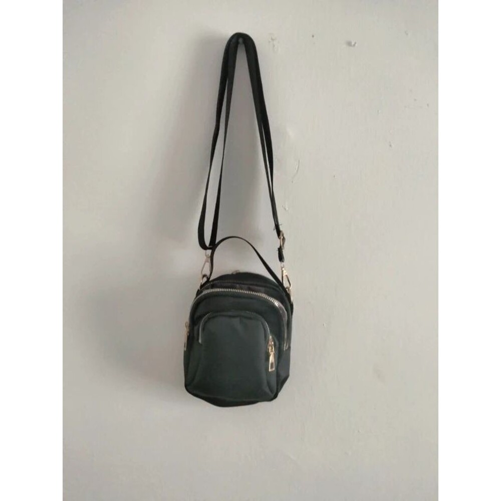 NEW Black Nylon Multi Pocket Mini Crossbody Bag